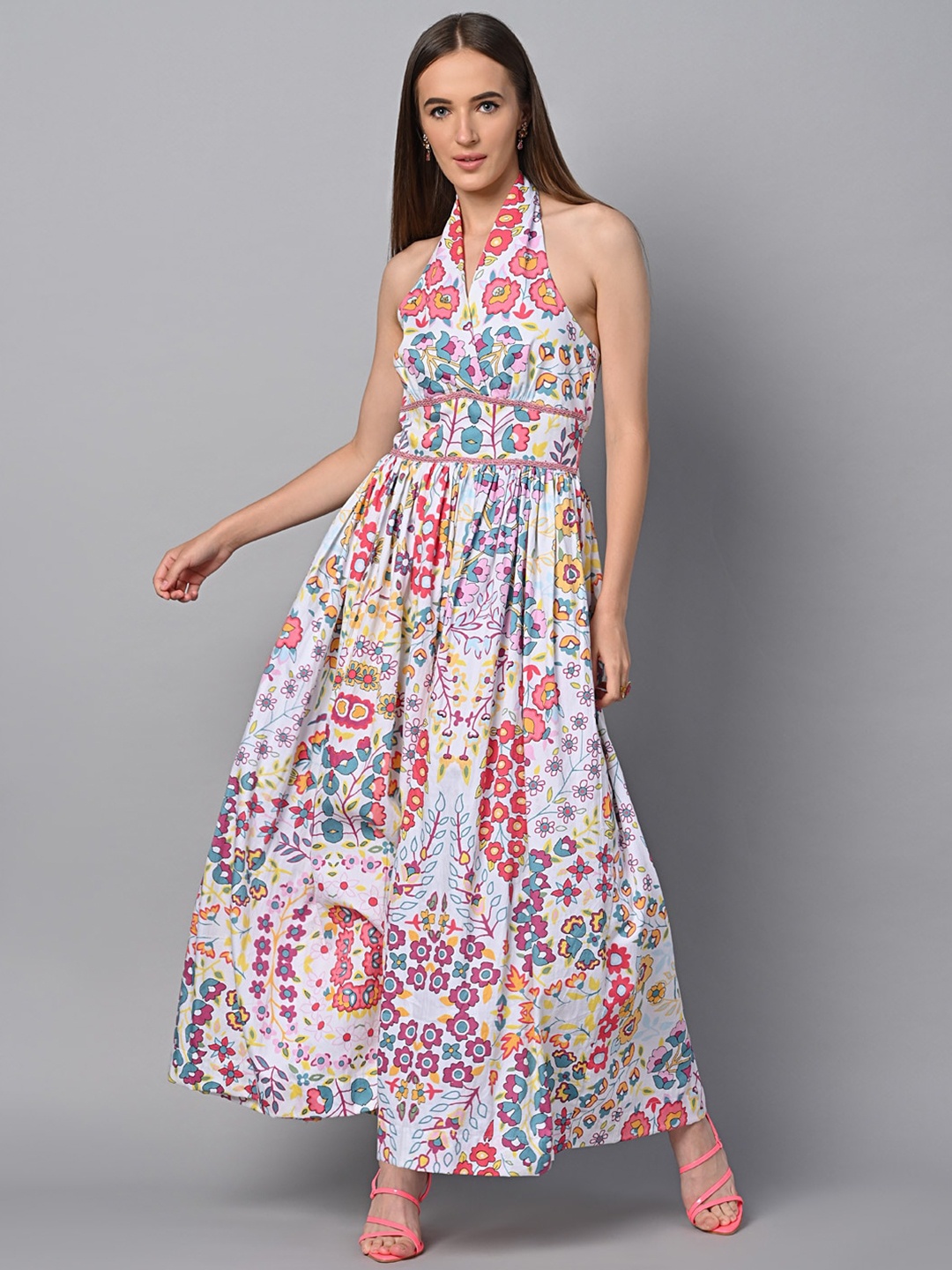 Justin Whyte Floral Printed Halter Neck Gathered or Pleated Cotton Fit & Flare Midi Dress, Pink
Justin Whyte Floral Printed Halter Neck Gathered or Pleated Cotton Fit & Flare Midi Dress, Pink