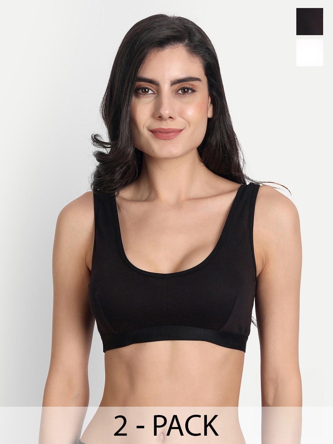 Aimly Pack Of 2 Non-Padded Non-Wired Seamless Cotton Workout Bra With All Day Comfort, Black
Aimly Pack Of 2 Non-Padded Non-Wired Seamless Cotton Workout Bra With All Day Comfort, Black