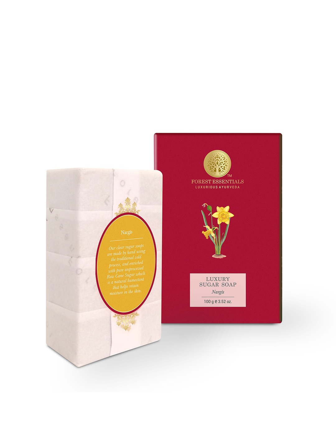 Forest Essentials Ayurvedic Handmade Nargis Luxury Sugar Bath Soap - 100g, Transparent
Forest Essentials Ayurvedic Handmade Nargis Luxury Sugar Bath Soap - 100g, Transparent