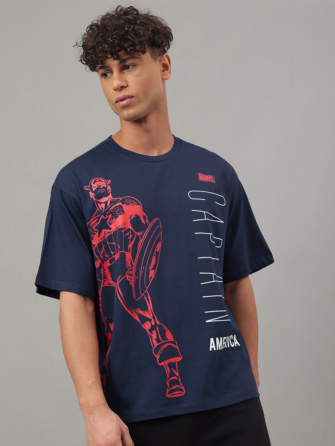 Free Authority Captain America Graphic Printed Pure Cotton Loose-Fit Casual T-Shirt, Navy blue
Free Authority Captain America Graphic Printed Pure Cotton Loose-Fit Casual T-Shirt, Navy blue