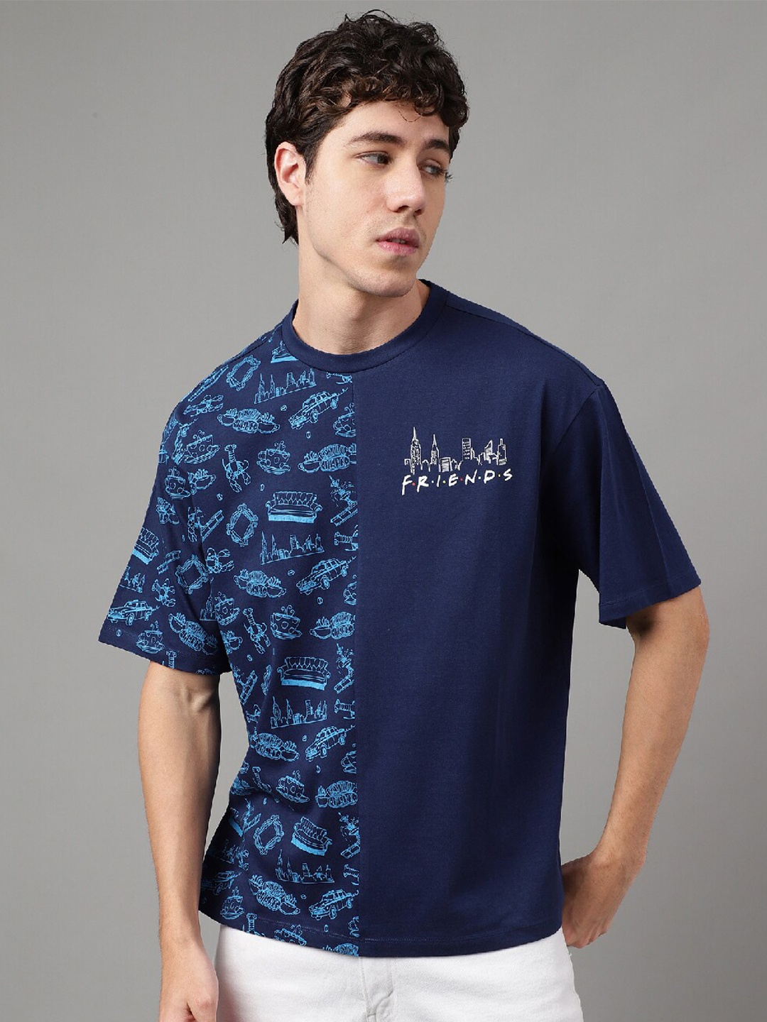 Free Authority Friends Graphic Printed Pure Cotton Loose-Fit Casual T-Shirt, Navy blue
Free Authority Friends Graphic Printed Pure Cotton Loose-Fit Casual T-Shirt, Navy blue