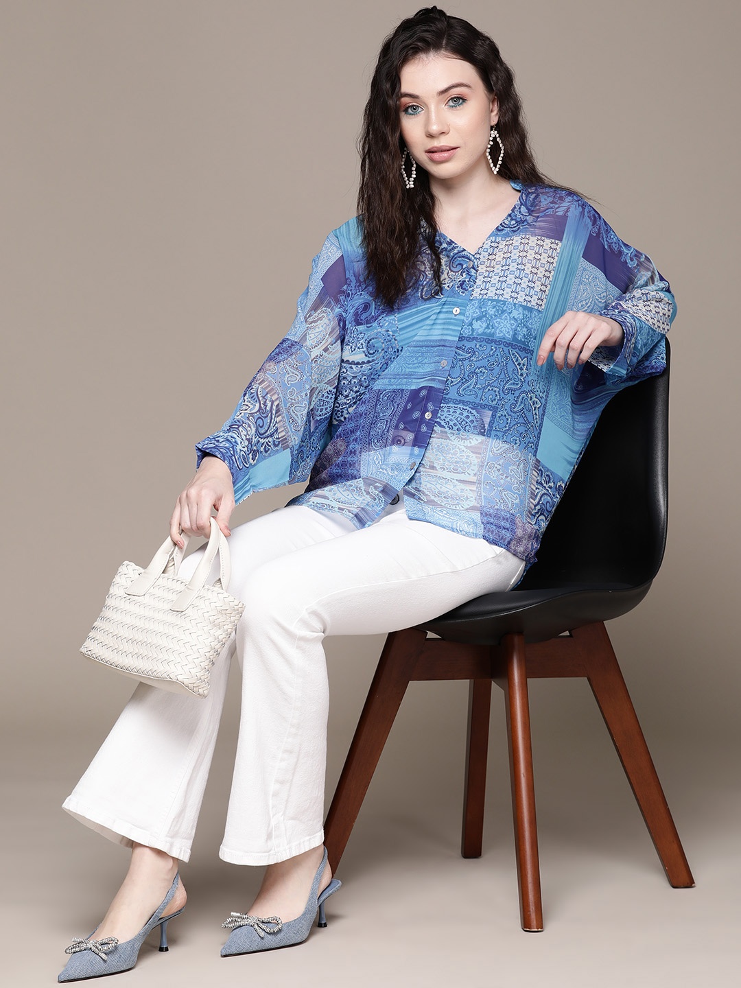 aarke Ritu Kumar Ethnic Motifs Printed Puff Sleeve Georgette Shirt Style Top with Camisole, Blue
aarke Ritu Kumar Ethnic Motifs Printed Puff Sleeve Georgette Shirt Style Top with Camisole, Blue