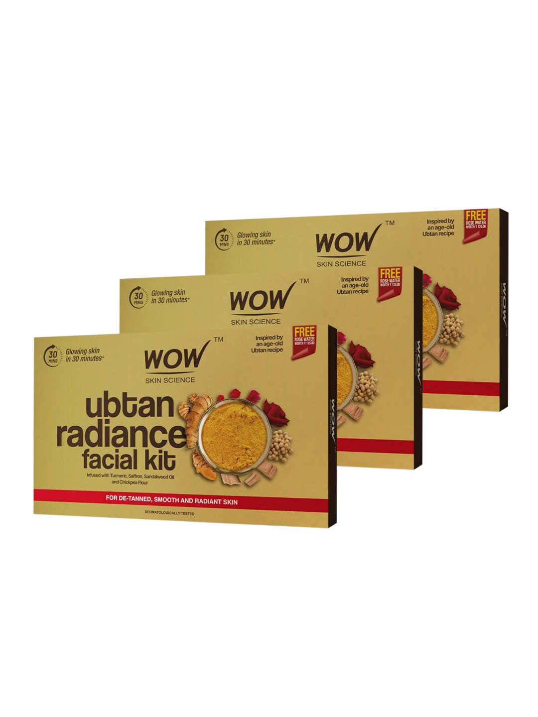 WOW SKIN SCIENCE Pack of 3 Ubtan Radiance Facial Kit for Glowing Skin with Free Rose Water, Gold
WOW SKIN SCIENCE Pack of 3 Ubtan Radiance Facial Kit for Glowing Skin with Free Rose Water, Gold
