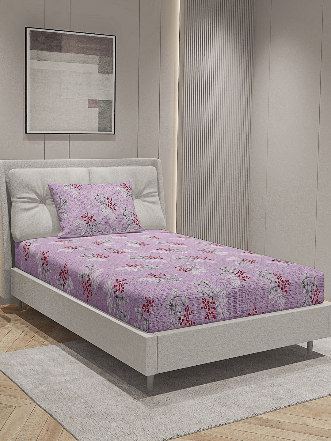 Monte Carlo Purple & Red Floral Pure Cotton 144 TC Single Bedsheet With 1 Pillow Covers
Monte Carlo Purple & Red Floral Pure Cotton 144 TC Single Bedsheet With 1 Pillow Covers