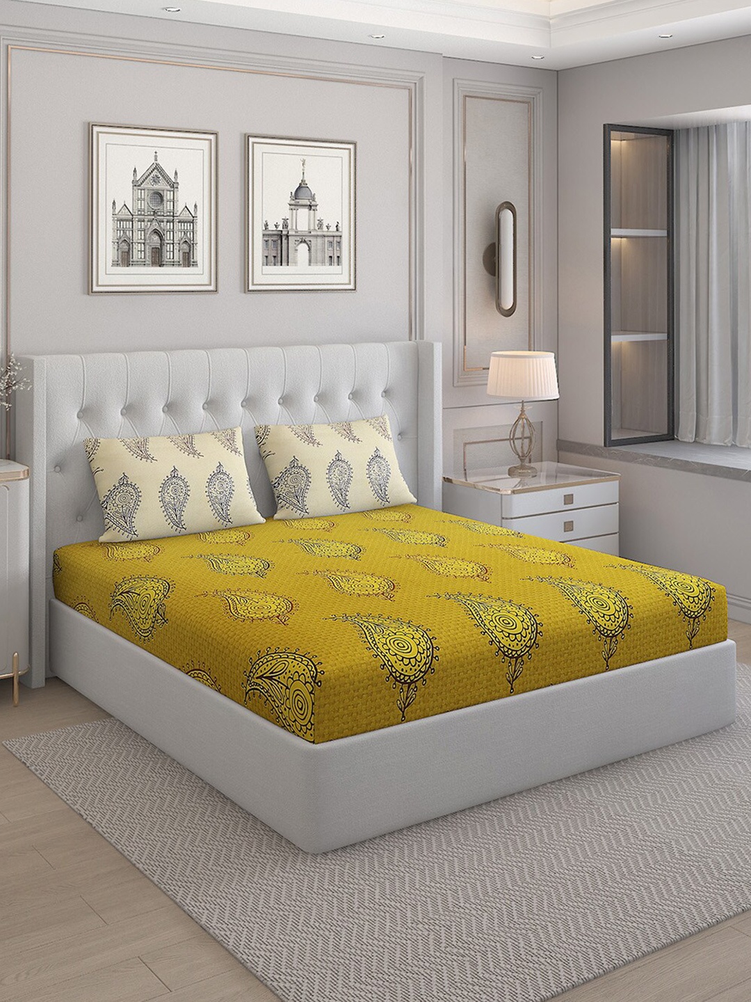 Monte Carlo Yellow & Black Ethnic Motifs Cotton 144 TC Queen Bedsheet With 2 Pillow Covers
Monte Carlo Yellow & Black Ethnic Motifs Cotton 144 TC Queen Bedsheet With 2 Pillow Covers