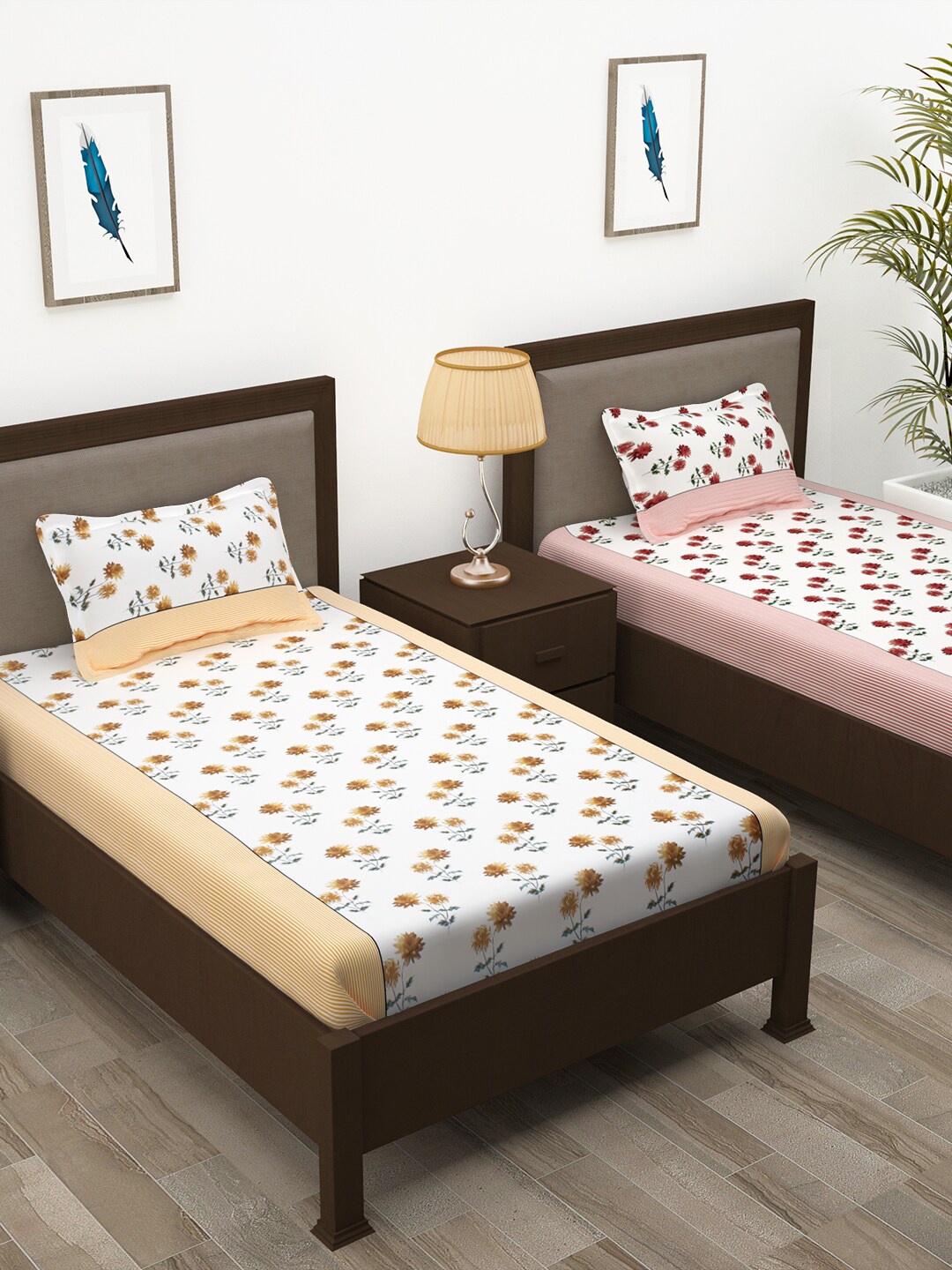 Story@home Spark Gold Yellow Floral Cotton 144 TC 2 Single Bedsheets & 2 Pillow Covers
Story@home Spark Gold Yellow Floral Cotton 144 TC 2 Single Bedsheets & 2 Pillow Covers