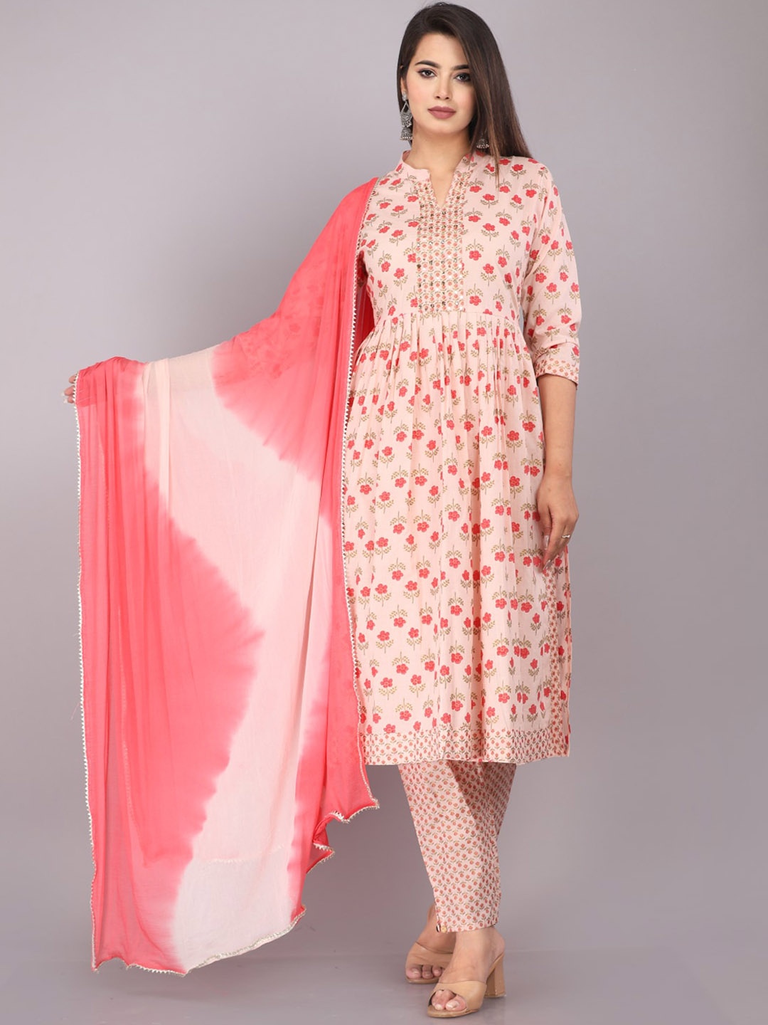 HIGHLIGHT FASHION EXPORT Floral Printed Sequined Pure Cotton Kurta with dupatta & Trousers, Peach
HIGHLIGHT FASHION EXPORT Floral Printed Sequined Pure Cotton Kurta with dupatta & Trousers, Peach