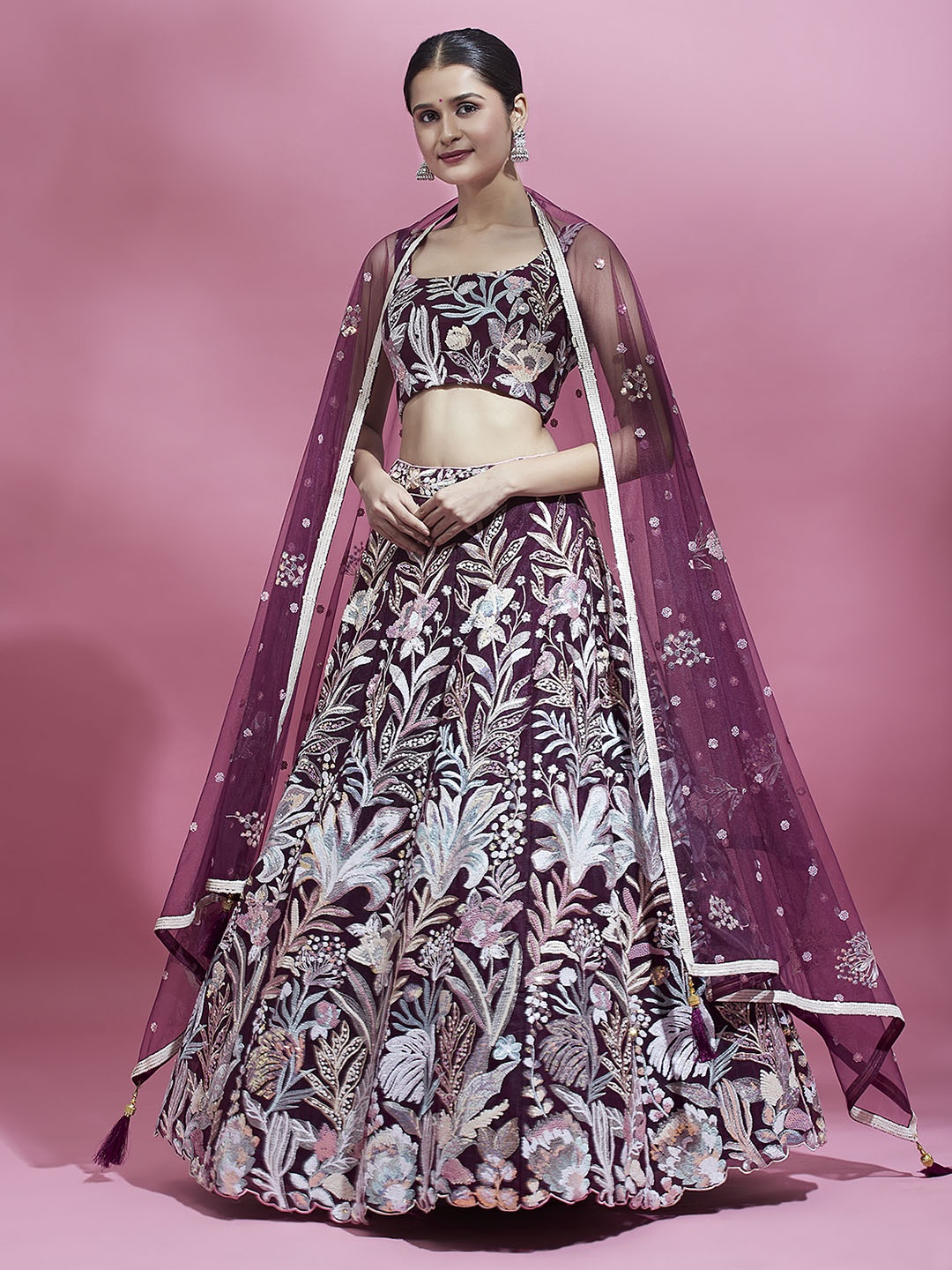 panchhi Embroidered Sequinned Semi-Stitched Lehenga & Unstitched Blouse With Dupatta, Burgundy
panchhi Embroidered Sequinned Semi-Stitched Lehenga & Unstitched Blouse With Dupatta, Burgundy