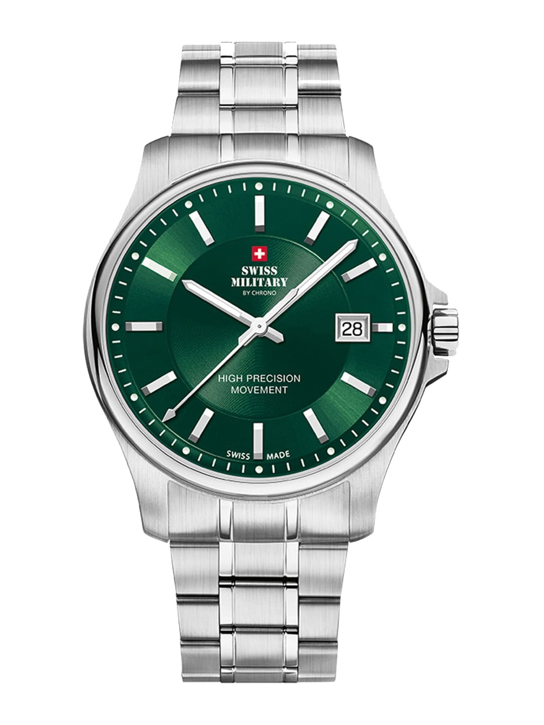 Swiss Military by Chrono Unisex Green Skeleton Dial & Silver Toned Stainless Steel Bracelet Style Straps Watch
Swiss Military by Chrono Unisex Green Skeleton Dial & Silver Toned Stainless Steel Bracelet Style Straps Watch