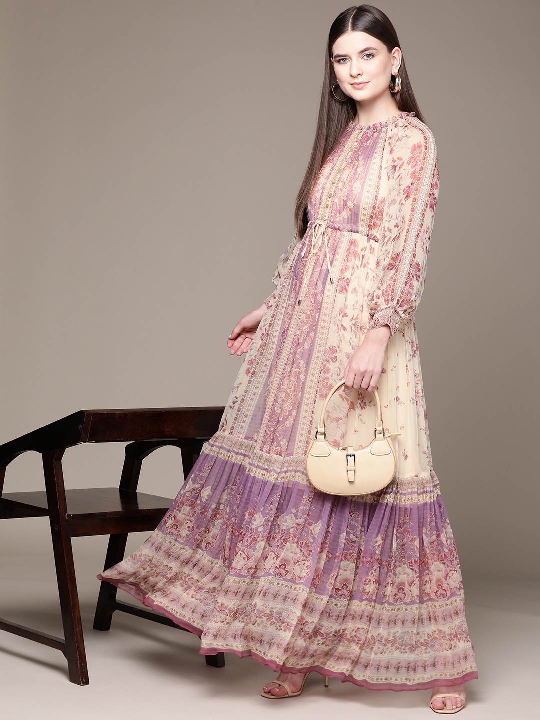 Label Ritu Kumar Floral Print Bishop Sleeves Chiffon Maxi Dress & Camisole, Purple
Label Ritu Kumar Floral Print Bishop Sleeves Chiffon Maxi Dress & Camisole, Purple