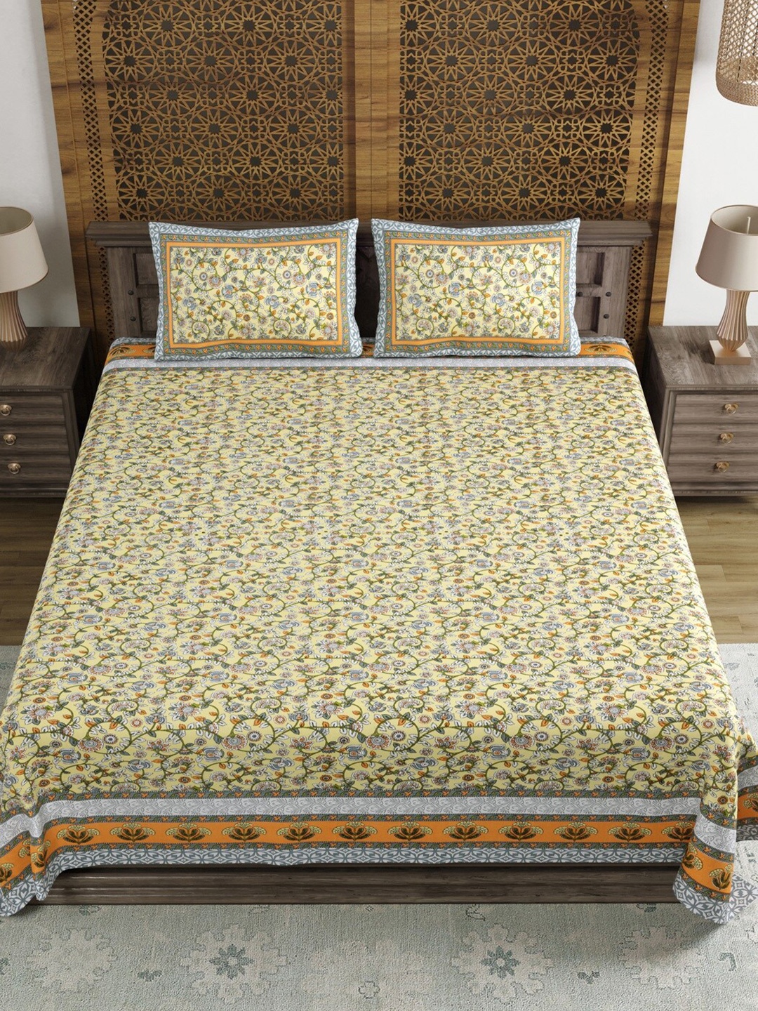 BLOCKS OF INDIA Green Ethnic Motifs Cotton 210 TC King Bedsheet with 2 Pillow Covers
BLOCKS OF INDIA Green Ethnic Motifs Cotton 210 TC King Bedsheet with 2 Pillow Covers