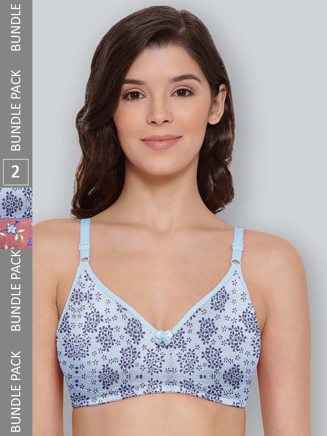 LYRA Pack Of 2 Printed Combed Cotton Seamless Moulded Encircled Bra, Blue
LYRA Pack Of 2 Printed Combed Cotton Seamless Moulded Encircled Bra, Blue