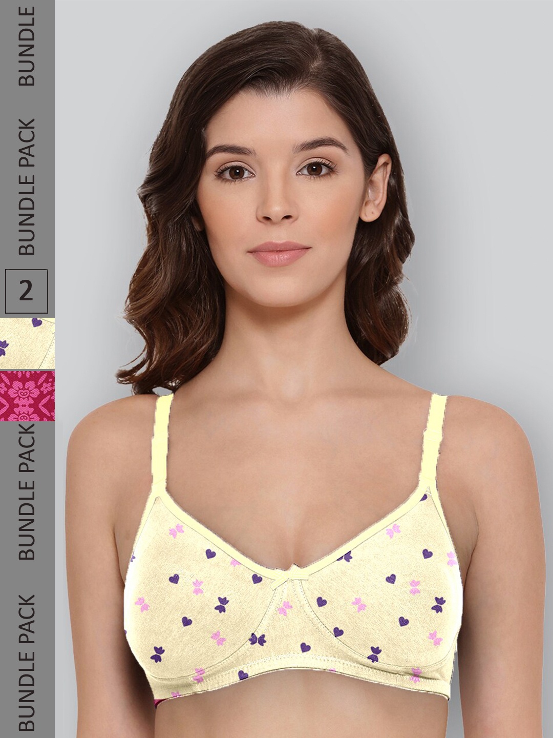 LYRA Pack Of 2 Printed Combed Cotton Wirefree Secret Support Bra with Detachable Strap, Yellow
LYRA Pack Of 2 Printed Combed Cotton Wirefree Secret Support Bra with Detachable Strap, Yellow