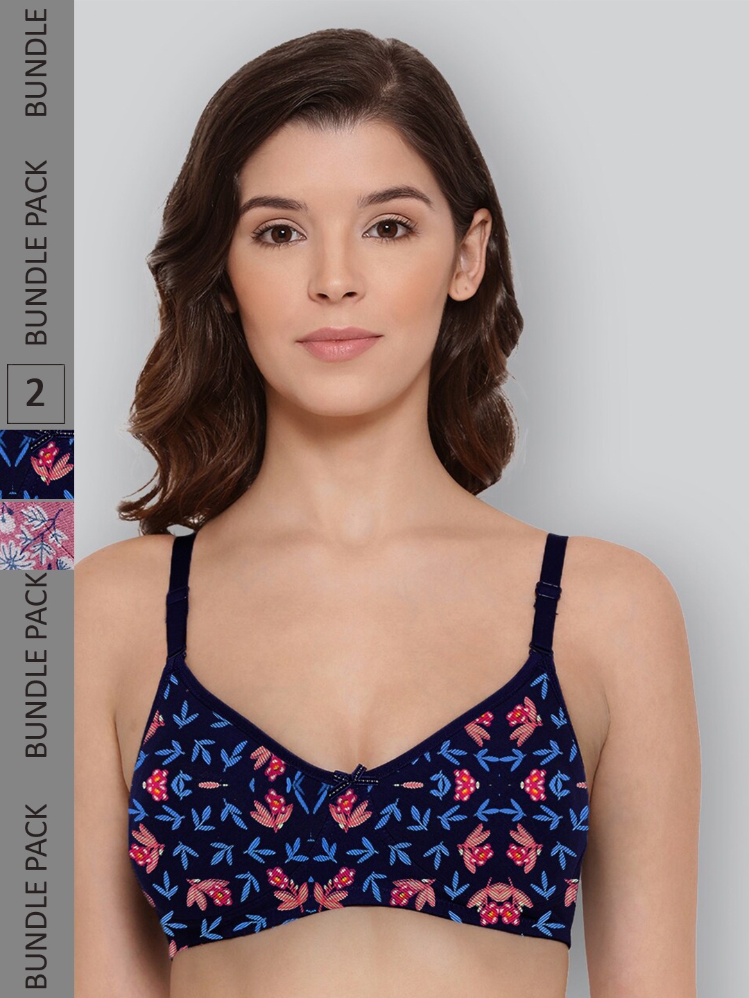 LYRA Pack Of 2 Printed Combed Cotton Wirefree Secret Support Bra with Detachable Strap, Navy blue
LYRA Pack Of 2 Printed Combed Cotton Wirefree Secret Support Bra with Detachable Strap, Navy blue