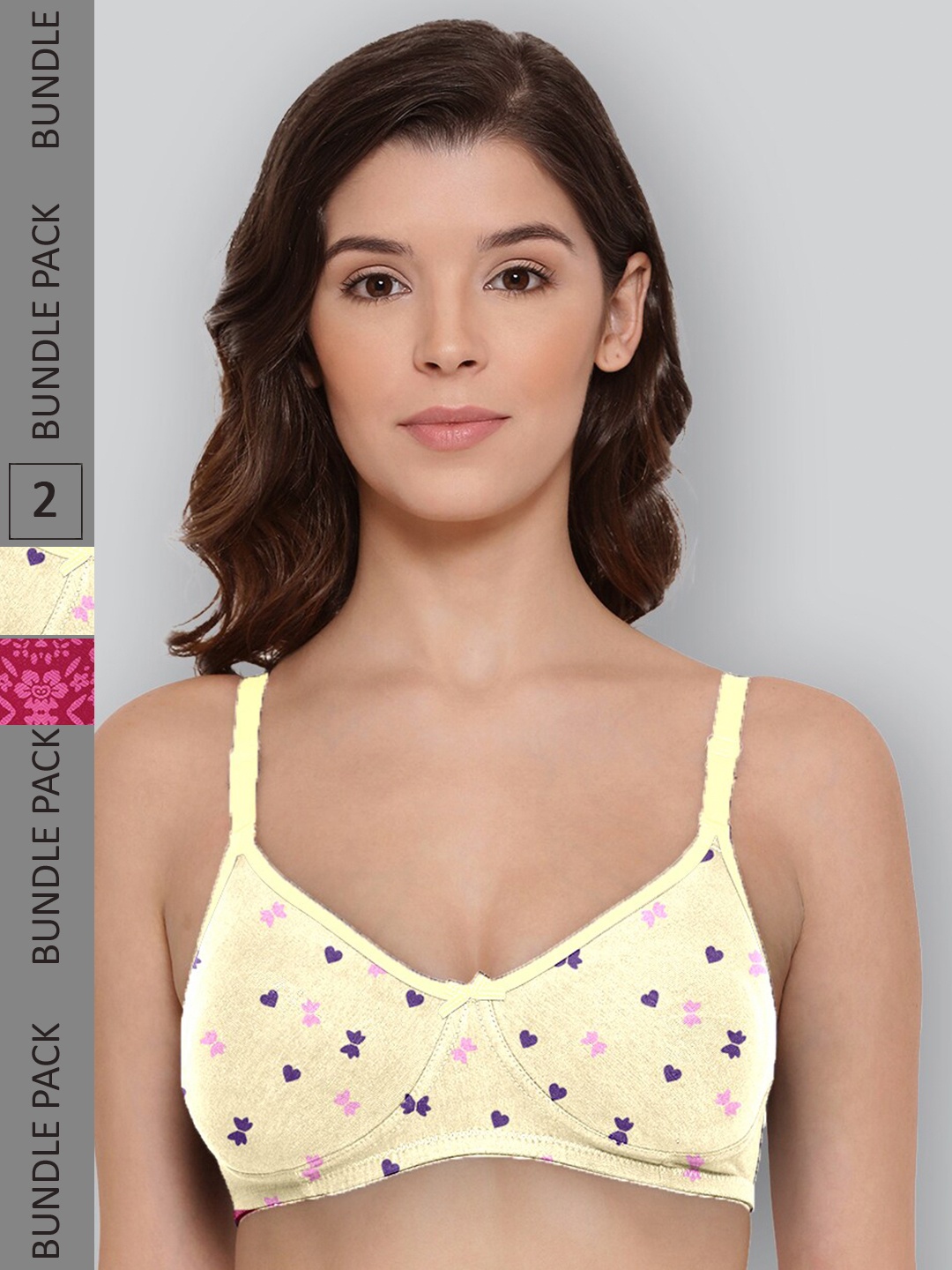 LYRA Pack Of 2 Printed Combed Cotton Wirefree Secret Support Bra with Detachable Strap, Yellow
LYRA Pack Of 2 Printed Combed Cotton Wirefree Secret Support Bra with Detachable Strap, Yellow