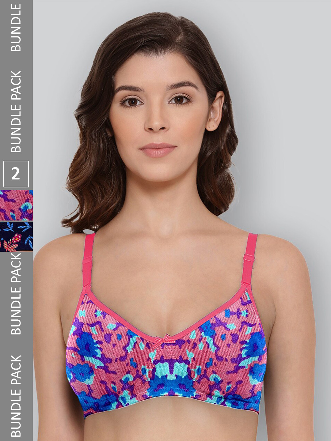 LYRA Pack Of 2 Printed Combed Cotton Wirefree Secret Support Bra with Detachable Strap, Pink
LYRA Pack Of 2 Printed Combed Cotton Wirefree Secret Support Bra with Detachable Strap, Pink