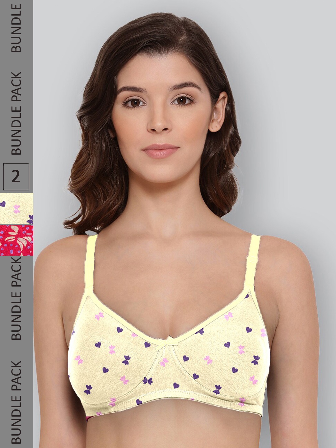 LYRA Pack Of 2 Printed Combed Cotton Wirefree Secret Support Bra with Detachable Strap, Yellow
LYRA Pack Of 2 Printed Combed Cotton Wirefree Secret Support Bra with Detachable Strap, Yellow