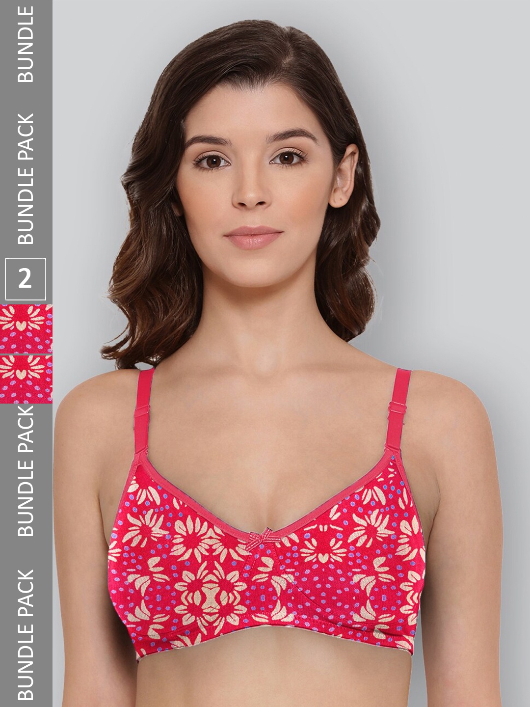 LYRA Pack Of 2 Printed Combed Cotton Wirefree Secret Support Bra with Detachable Strap, Fuchsia
LYRA Pack Of 2 Printed Combed Cotton Wirefree Secret Support Bra with Detachable Strap, Fuchsia