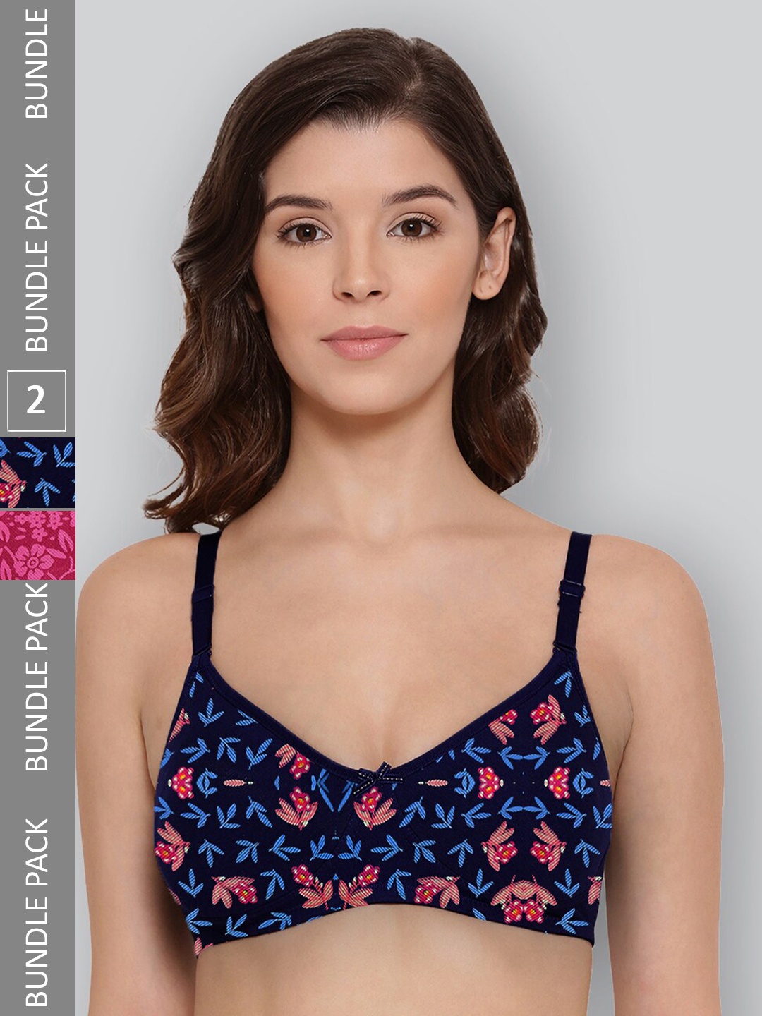 LYRA Pack Of 2 Printed Combed Cotton Wirefree Secret Support Bra with Detachable Strap, Magenta
LYRA Pack Of 2 Printed Combed Cotton Wirefree Secret Support Bra with Detachable Strap, Magenta