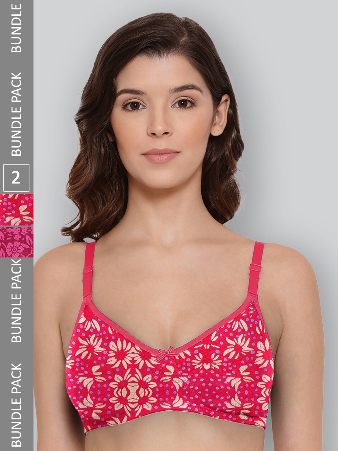 LYRA Pack Of 2 Printed Combed Cotton Wirefree Secret Support Bra with Detachable Strap, Magenta
LYRA Pack Of 2 Printed Combed Cotton Wirefree Secret Support Bra with Detachable Strap, Magenta