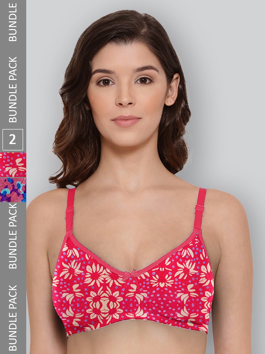 LYRA Pack Of 2 Printed Combed Cotton Wirefree Secret Support Bra with Detachable Strap, Fuchsia
LYRA Pack Of 2 Printed Combed Cotton Wirefree Secret Support Bra with Detachable Strap, Fuchsia