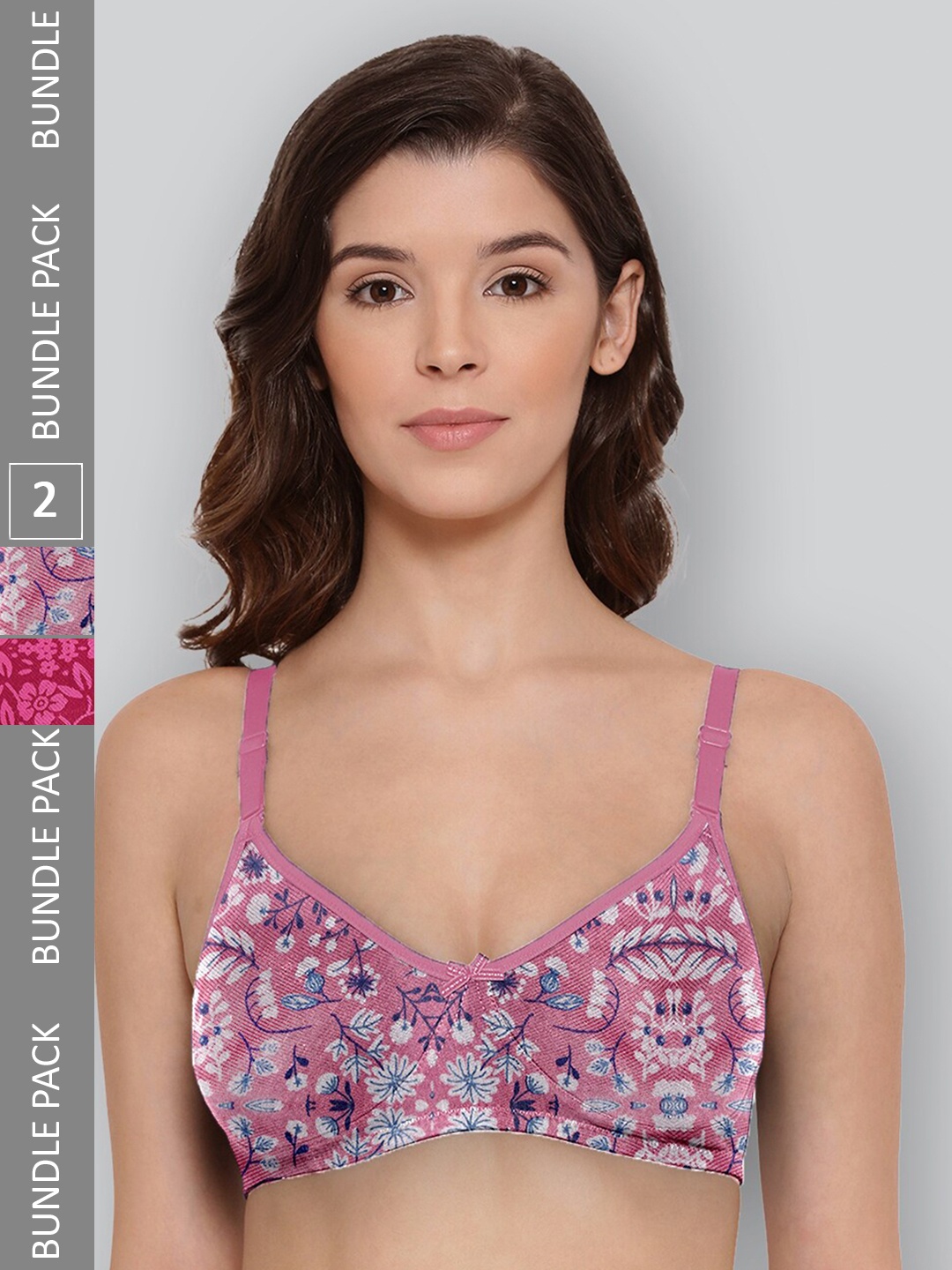 LYRA Pack Of 2 Printed Combed Cotton Wirefree Secret Support Bra with Detachable Strap, Magenta
LYRA Pack Of 2 Printed Combed Cotton Wirefree Secret Support Bra with Detachable Strap, Magenta