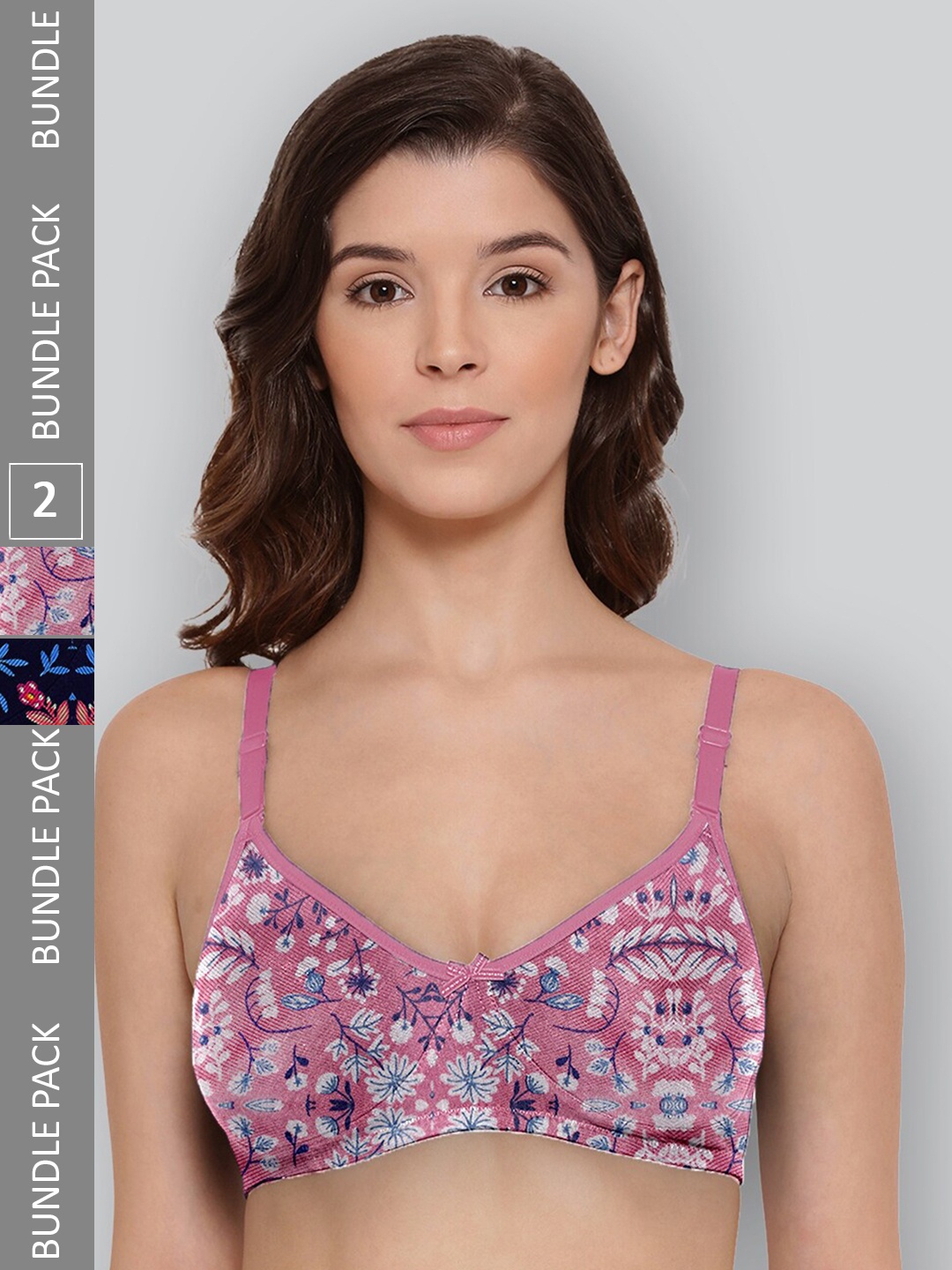 LYRA Pack Of 2 Printed Combed Cotton Wirefree Secret Support Bra with Detachable Strap, Navy blue
LYRA Pack Of 2 Printed Combed Cotton Wirefree Secret Support Bra with Detachable Strap, Navy blue