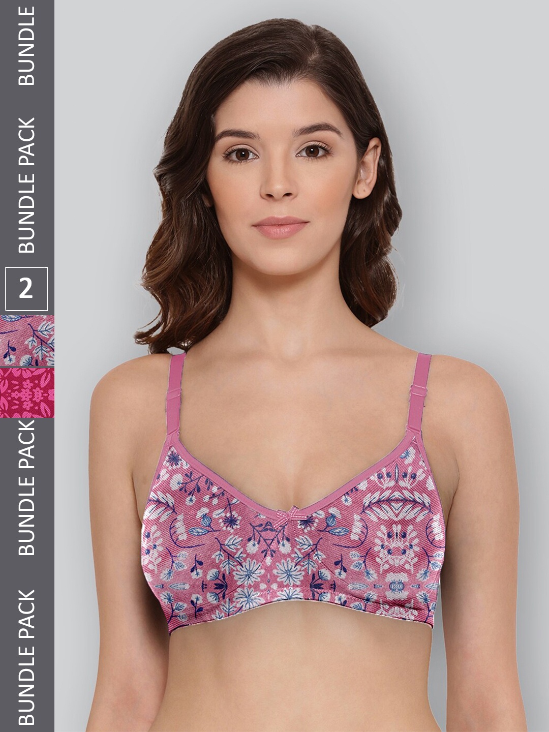 LYRA Pack Of 2 Printed Combed Cotton Wirefree Secret Support Bra with Detachable Strap, Pink
LYRA Pack Of 2 Printed Combed Cotton Wirefree Secret Support Bra with Detachable Strap, Pink