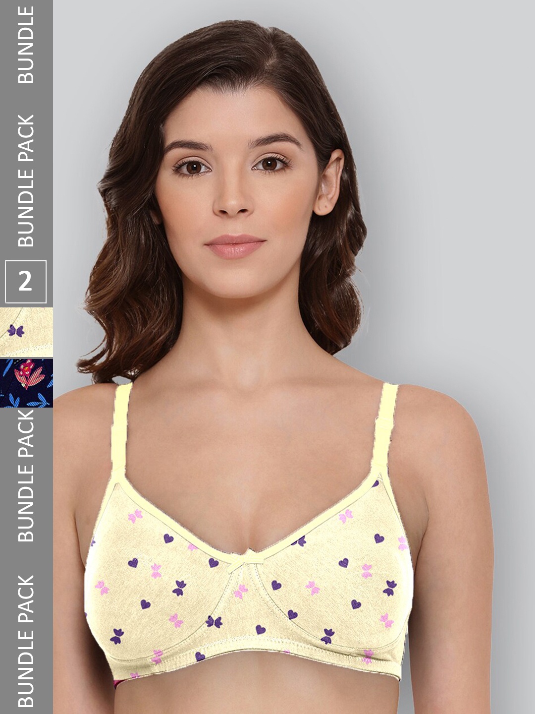 LYRA Pack Of 2 Printed Combed Cotton Wirefree Secret Support Bra with Detachable Strap, Yellow
LYRA Pack Of 2 Printed Combed Cotton Wirefree Secret Support Bra with Detachable Strap, Yellow
