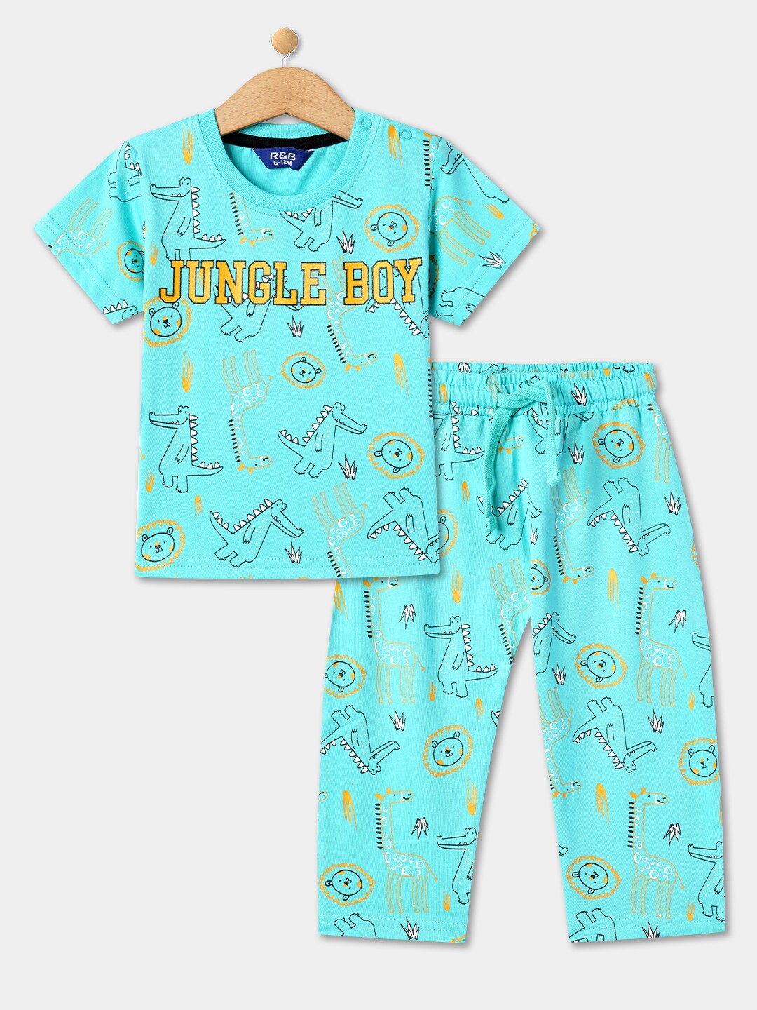 R&B Boys Conversational Printed Pure Cotton T-shirt with Lounge Pants, Turquoise blue
R&B Boys Conversational Printed Pure Cotton T-shirt with Lounge Pants, Turquoise blue