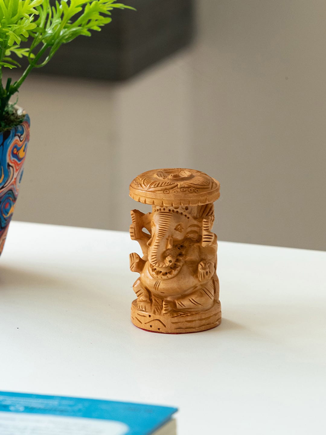 ExclusiveLane Brown Eternal Ganesha Idol Showpiece