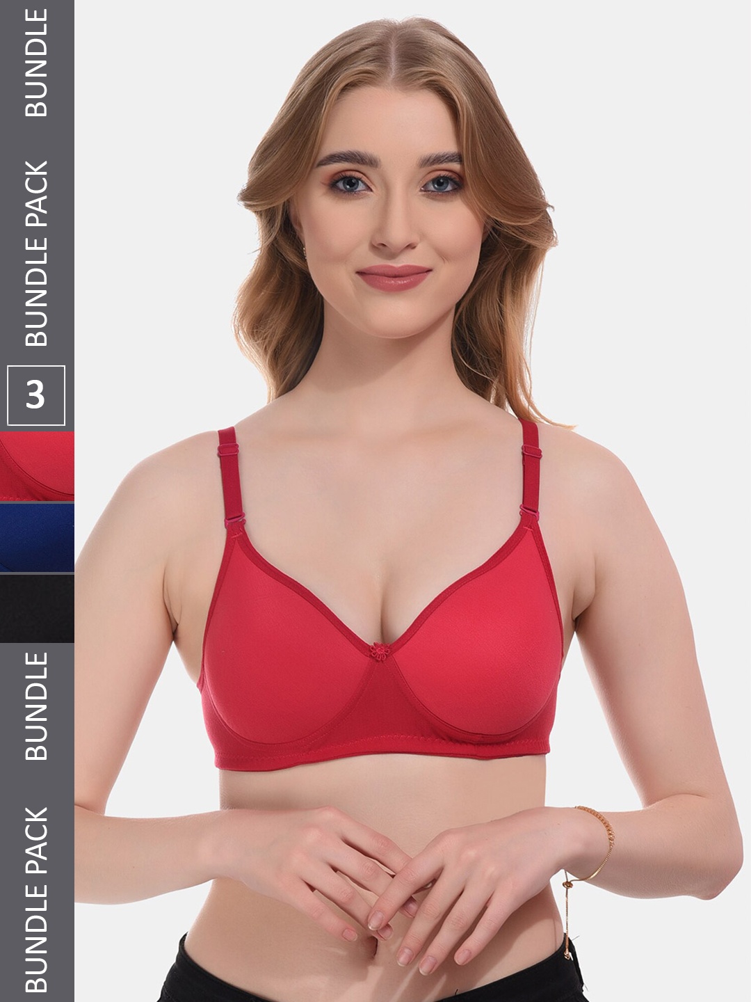Boleem Pack Of 3 Everyday Bra Full Coverage Lightly Padded Non-Wired Lightly Padded, Red
Boleem Pack Of 3 Everyday Bra Full Coverage Lightly Padded Non-Wired Lightly Padded, Red