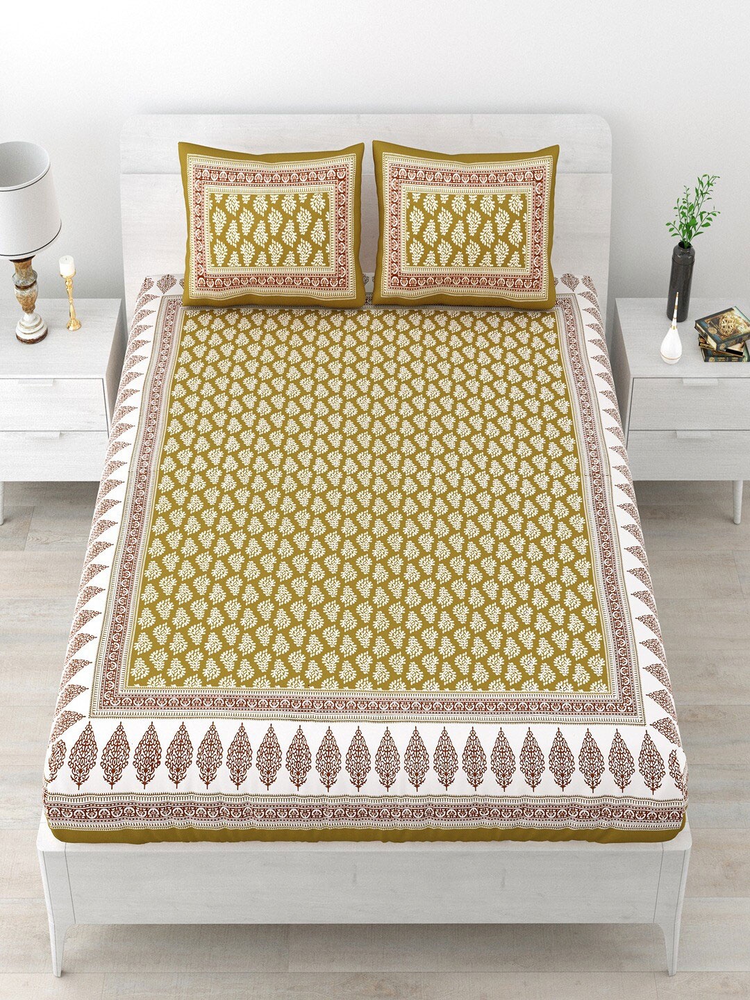 UNIQCHOICE Green & White Floral Pure Cotton 120 TC Queen Bedsheet with 2 Pillow Covers
UNIQCHOICE Green & White Floral Pure Cotton 120 TC Queen Bedsheet with 2 Pillow Covers