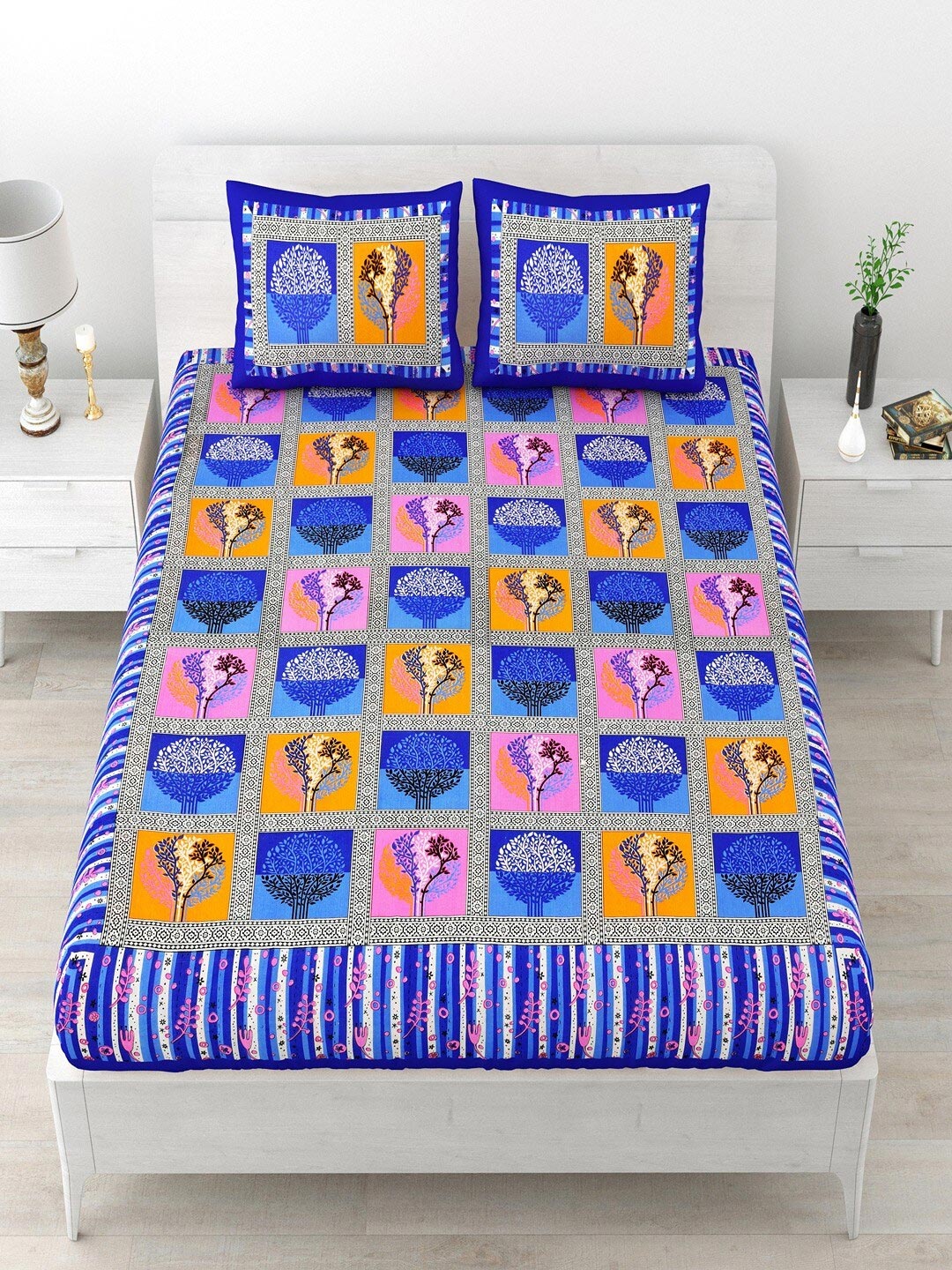 UNIQCHOICE Blue & White Ethnic Motifs Cotton 120 TC Queen Bedsheet With 2 Pillow Covers
UNIQCHOICE Blue & White Ethnic Motifs Cotton 120 TC Queen Bedsheet With 2 Pillow Covers