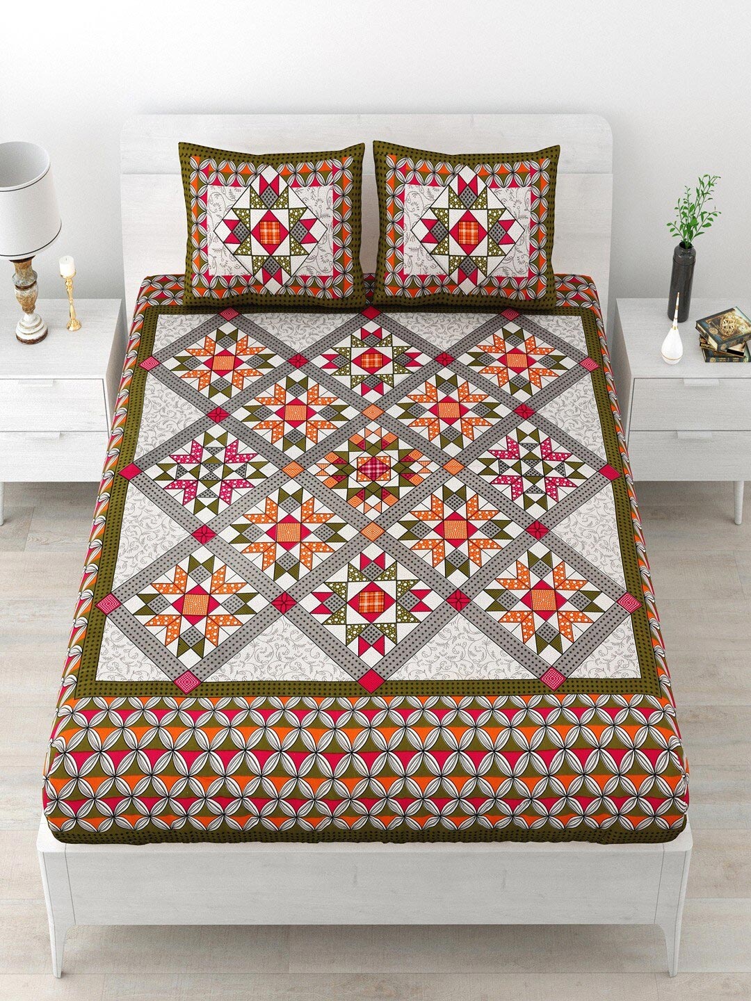 UNIQCHOICE Green & White Ethnic Motifs Cotton 120 TC Queen Bedsheet With 2 Pillow Covers
UNIQCHOICE Green & White Ethnic Motifs Cotton 120 TC Queen Bedsheet With 2 Pillow Covers