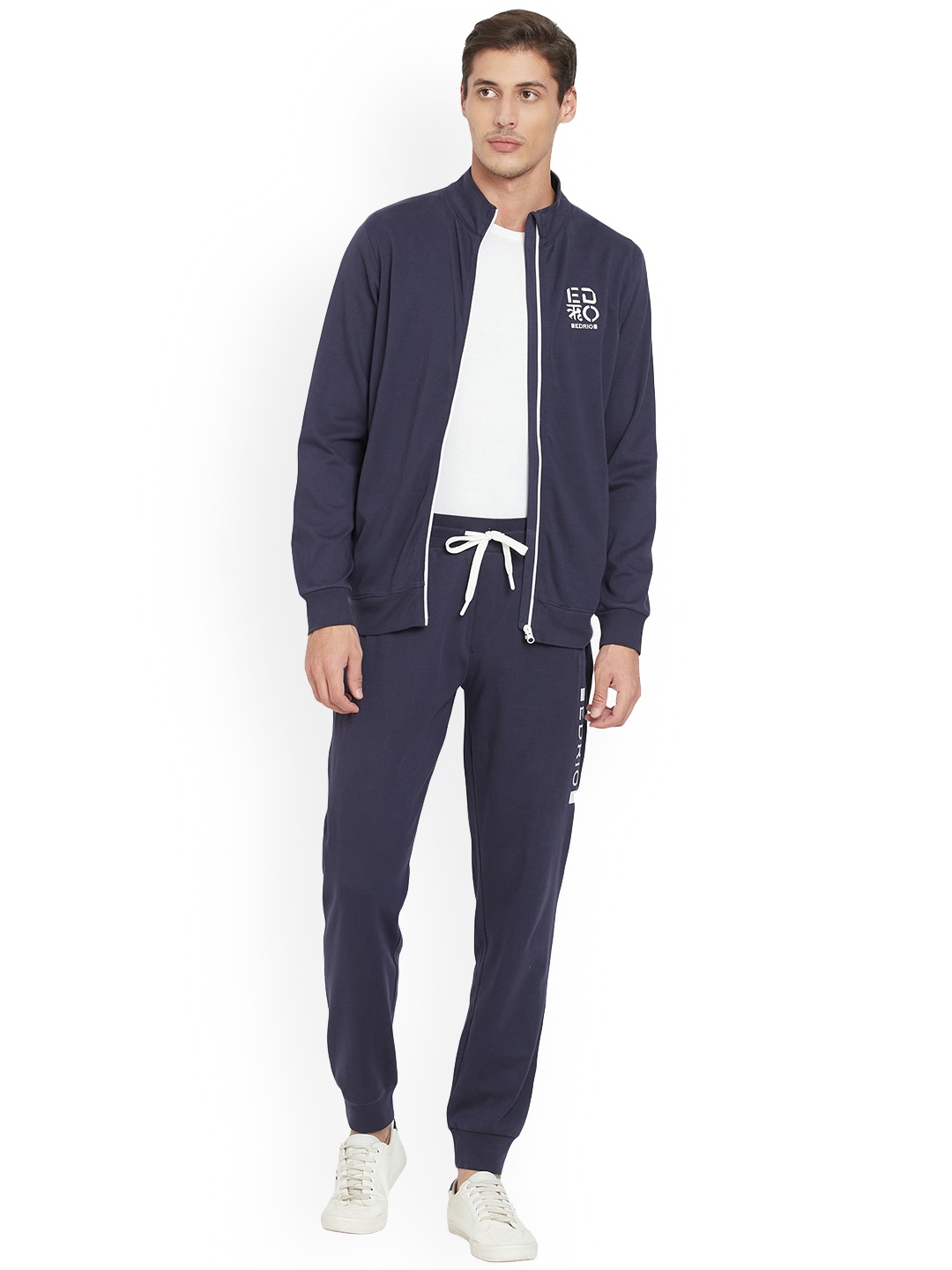EDRIO Men Regular Fit Cotton Athletics Joggers, Navy blue