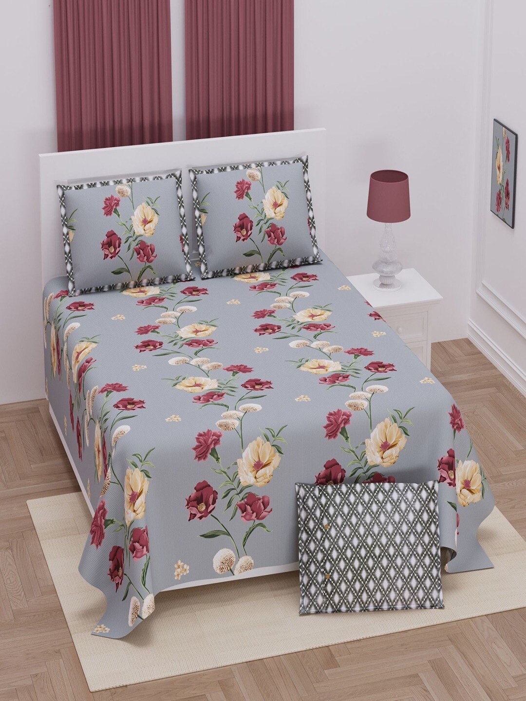 UNIQCHOICE Grey & White Floral Pure Cotton 250 TC King Bedsheet with 2 Pillow Covers
UNIQCHOICE Grey & White Floral Pure Cotton 250 TC King Bedsheet with 2 Pillow Covers