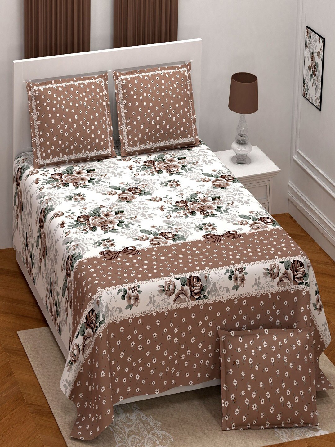 UNIQCHOICE Brown & White Floral Cotton 180 TC King Bedsheet With 2 Pillow Covers
UNIQCHOICE Brown & White Floral Cotton 180 TC King Bedsheet With 2 Pillow Covers