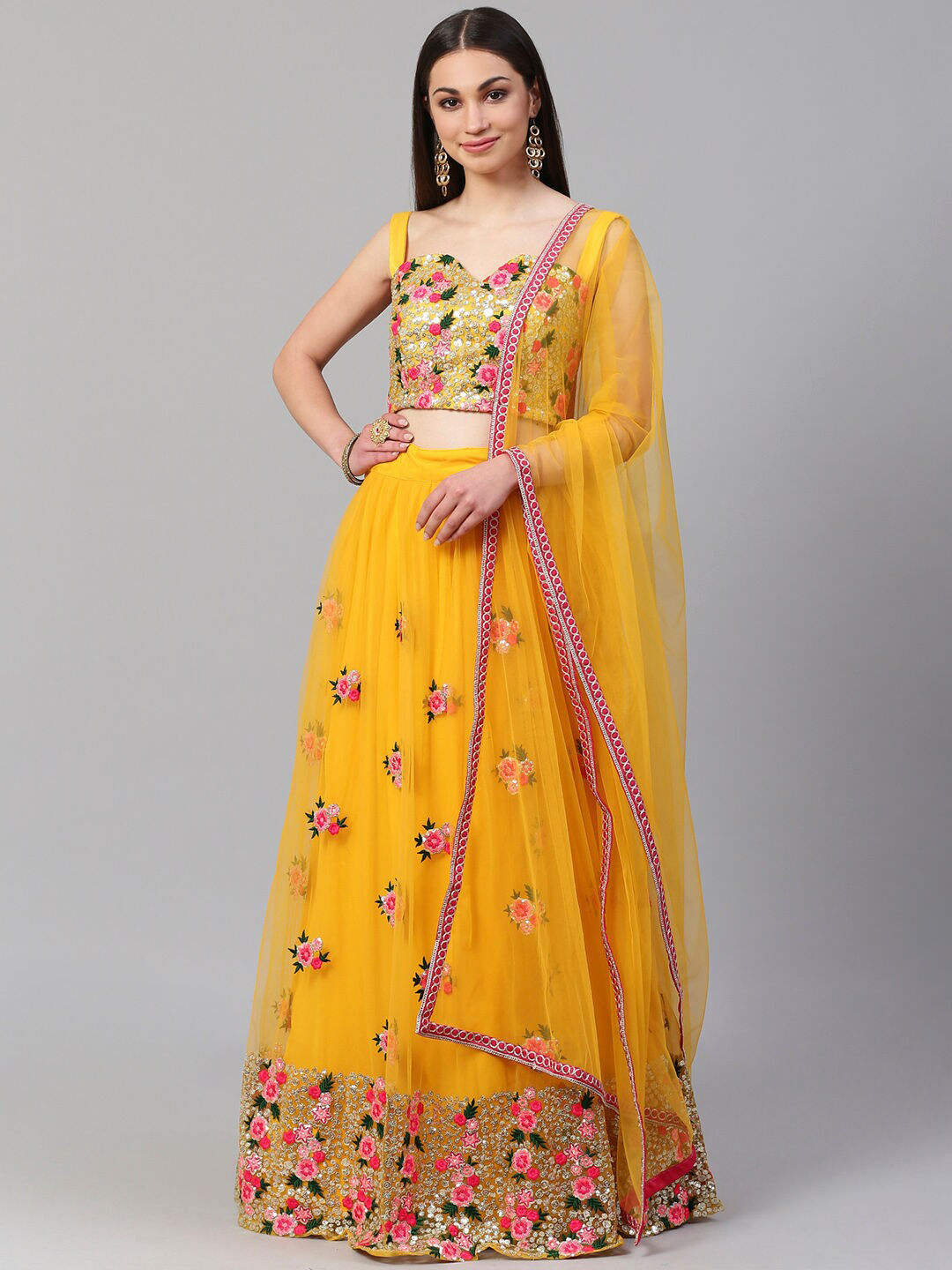 Zeel Clothing Embroidered Sequinned Semi-Stitched Lehenga & Unstitched Blouse With Dupatta, Yellow
Zeel Clothing Embroidered Sequinned Semi-Stitched Lehenga & Unstitched Blouse With Dupatta, Yellow