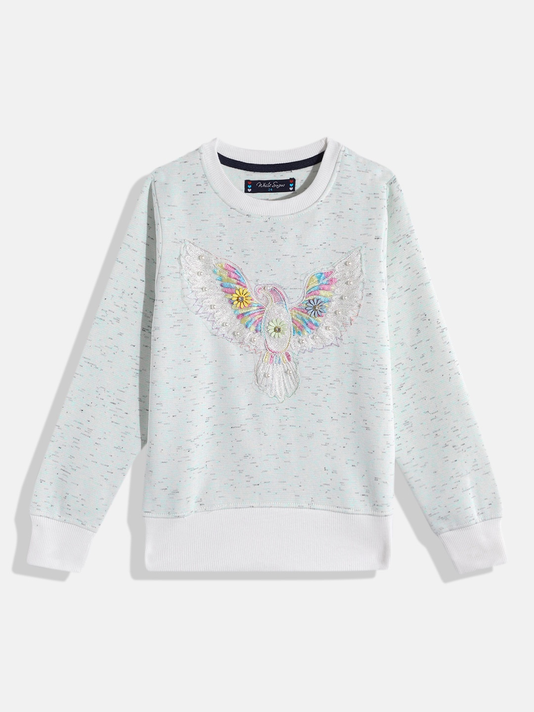 White Snow Girls Conversational Embroidered Round Neck Sweatshirt with Embellished Detail, Blue
White Snow Girls Conversational Embroidered Round Neck Sweatshirt with Embellished Detail, Blue