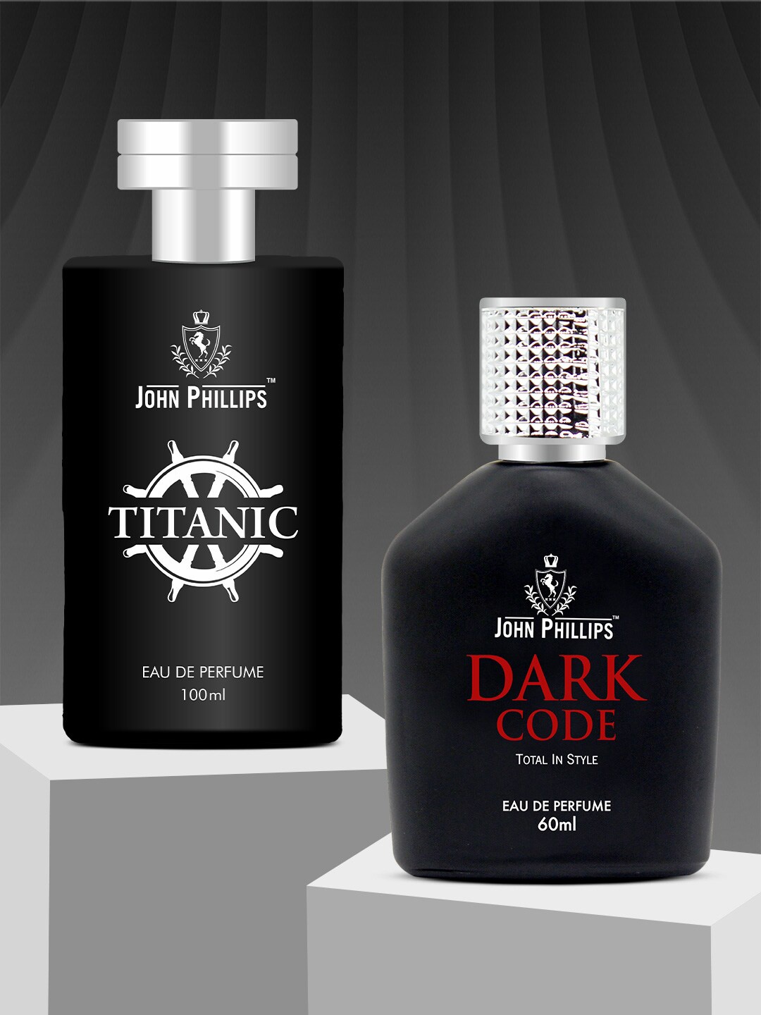 JOHN PHILLIPS Set Of 2 Dark Code 100ml & Titanic Eau De Perfumes 60ml Each, Black
JOHN PHILLIPS Set Of 2 Dark Code 100ml & Titanic Eau De Perfumes 60ml Each, Black