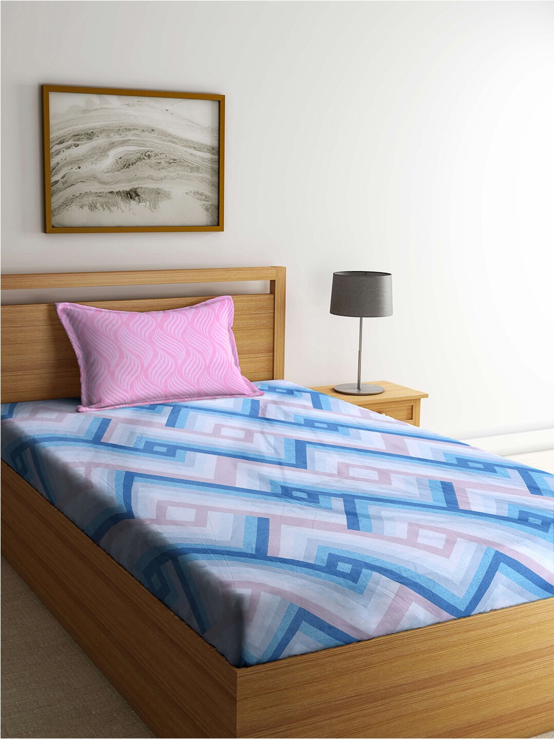 KLOTTHE Blue & White Geometric-Printed 300TC Fitted Single Bedsheet With Pillow Cover
KLOTTHE Blue & White Geometric-Printed 300TC Fitted Single Bedsheet With Pillow Cover