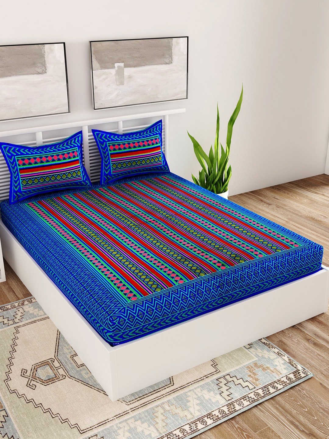 UNIQCHOICE Blue & Pink Geometric Pure Cotton 120 TC Queen Bedsheet With 2 Pillow Covers
UNIQCHOICE Blue & Pink Geometric Pure Cotton 120 TC Queen Bedsheet With 2 Pillow Covers