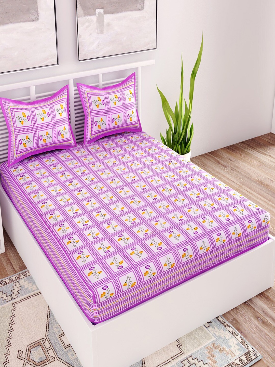 UNIQCHOICE Purple & White Printed Pure Cotton 120 TC Queen Bedsheet with 2 Pillow Covers
UNIQCHOICE Purple & White Printed Pure Cotton 120 TC Queen Bedsheet with 2 Pillow Covers