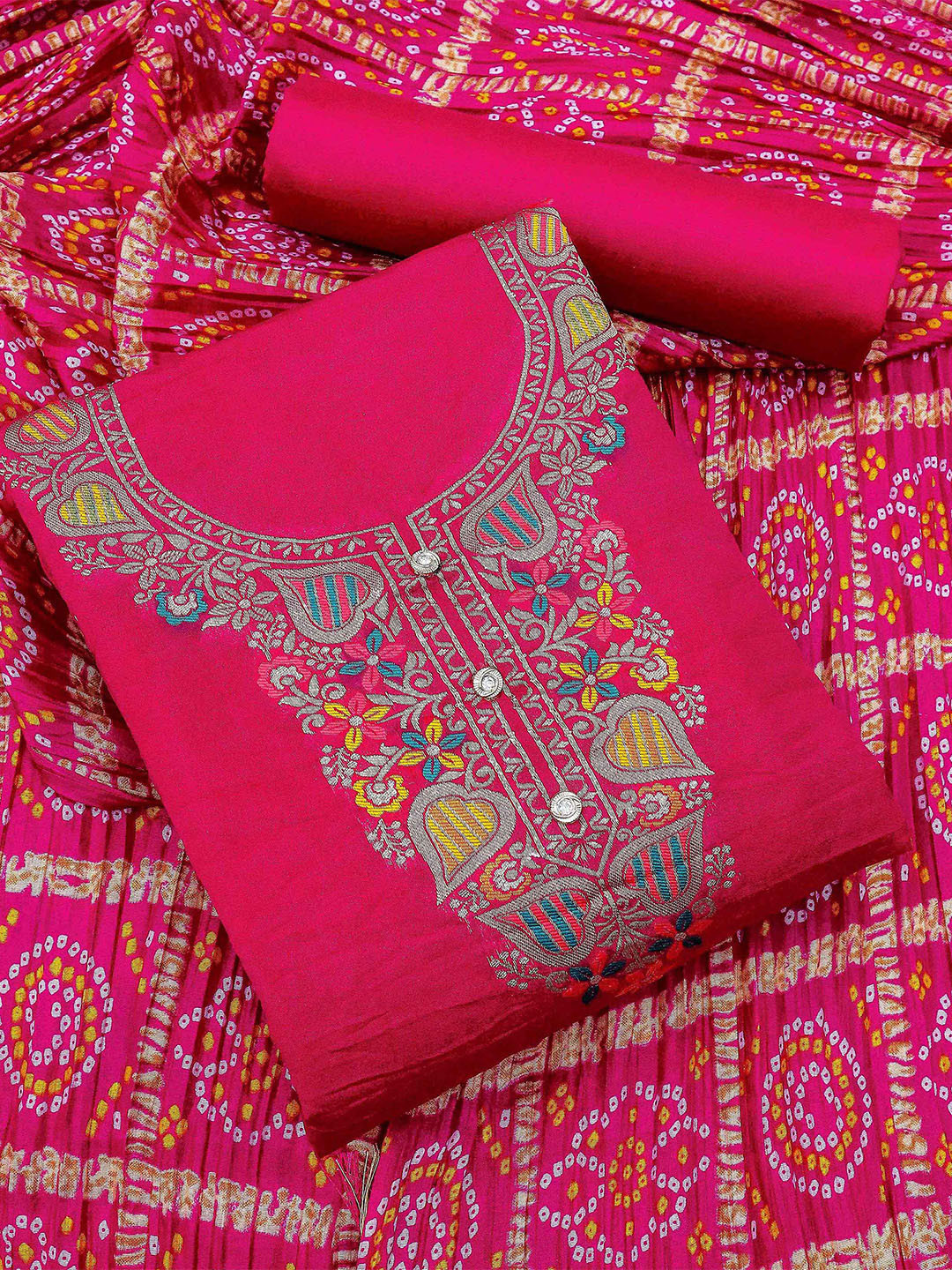 MANVAA Pure Silk Unstitched Dress Material, Pink
MANVAA Pure Silk Unstitched Dress Material, Pink