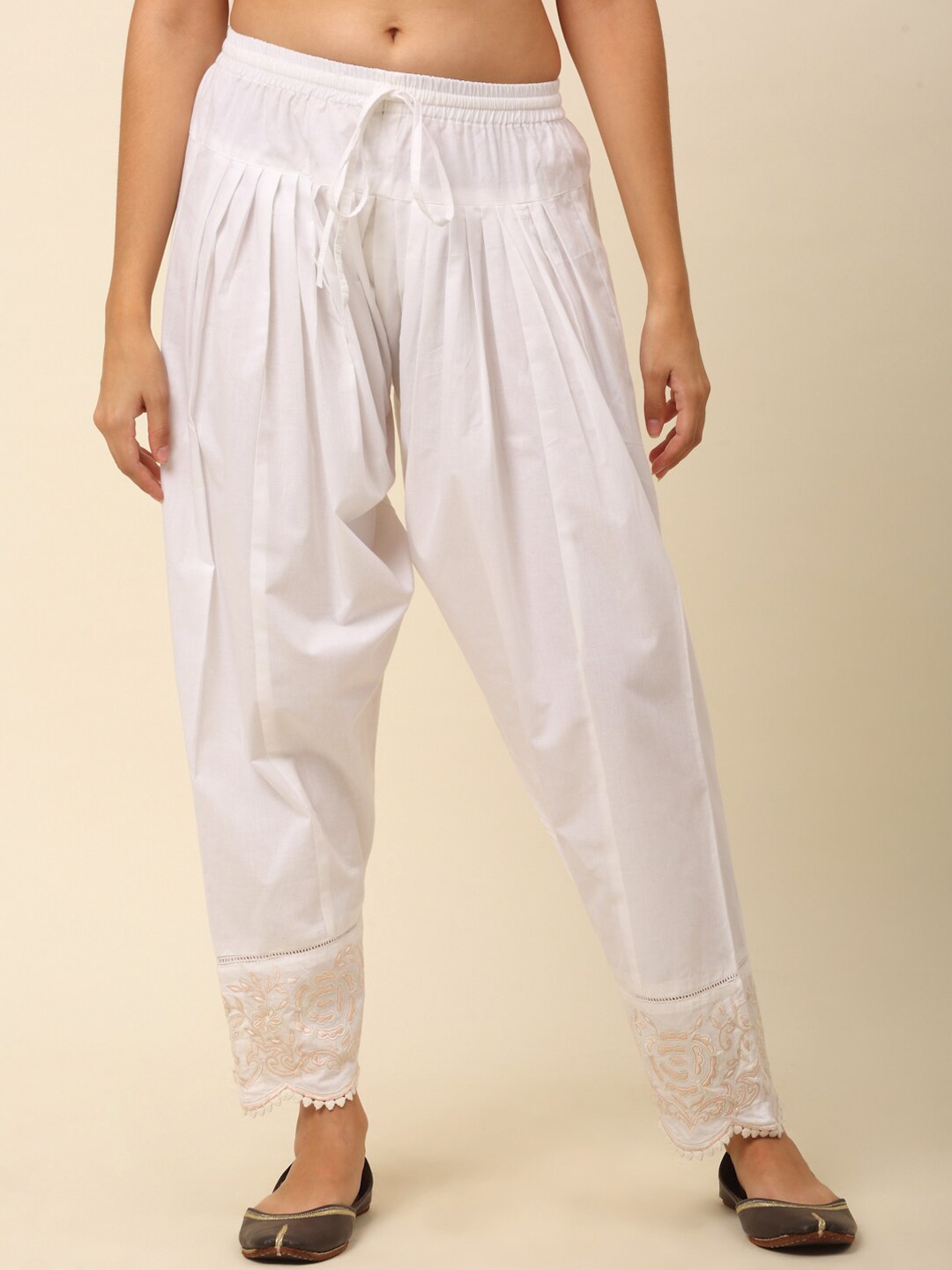 Laado - Pamper Yourself Women Mid-Rise Laced Bottom Pure Cotton Loose-Fit Salwars, White
Laado - Pamper Yourself Women Mid-Rise Laced Bottom Pure Cotton Loose-Fit Salwars, White