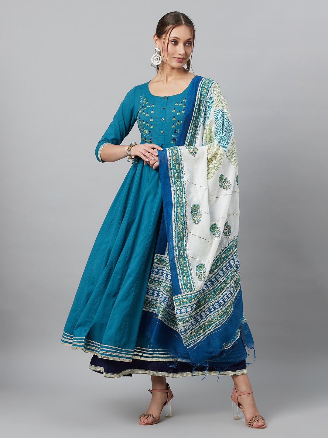 AKS Ethnic Motifs Printed Embroidered Yoke Design Thread work Cotton Maxi Ethnic Dress, Blue
AKS Ethnic Motifs Printed Embroidered Yoke Design Thread work Cotton Maxi Ethnic Dress, Blue