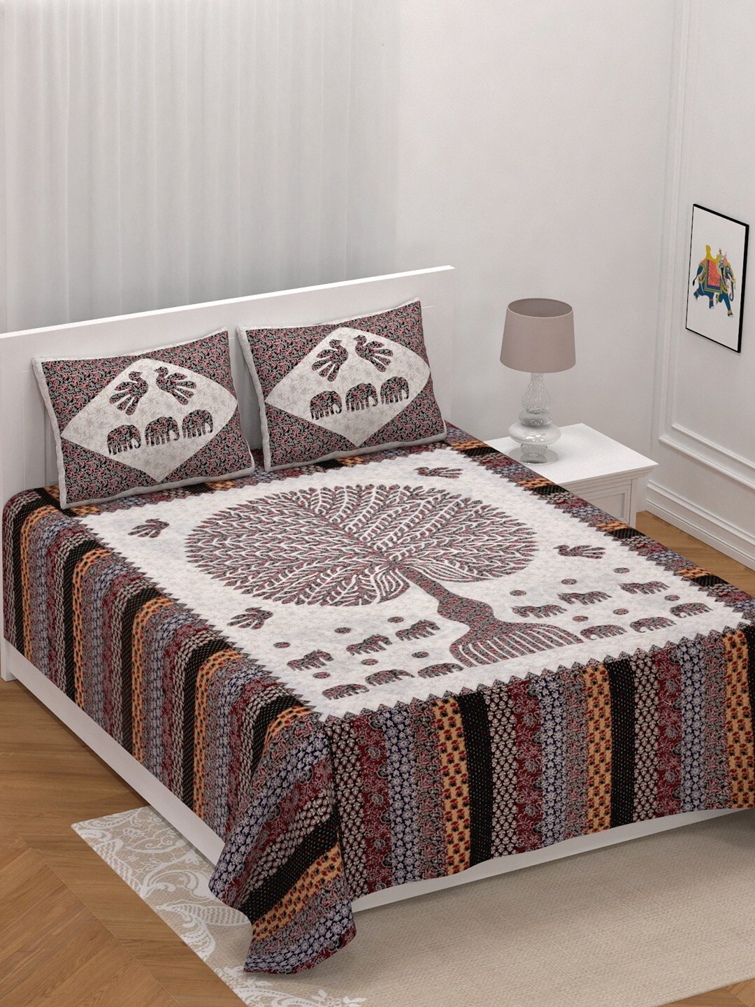 UNIQCHOICE Cream-Coloured Ethnic Motifs Pure Cotton 210 TC King Bedsheet & 2 Pillow Covers
UNIQCHOICE Cream-Coloured Ethnic Motifs Pure Cotton 210 TC King Bedsheet & 2 Pillow Covers