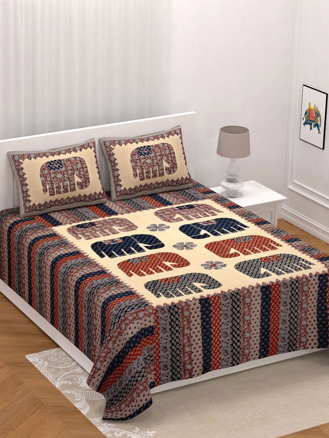 UNIQCHOICE Cream-Coloured Ethnic Motifs Pure Cotton 210 TC King Bedsheet & 2 Pillow Covers
UNIQCHOICE Cream-Coloured Ethnic Motifs Pure Cotton 210 TC King Bedsheet & 2 Pillow Covers