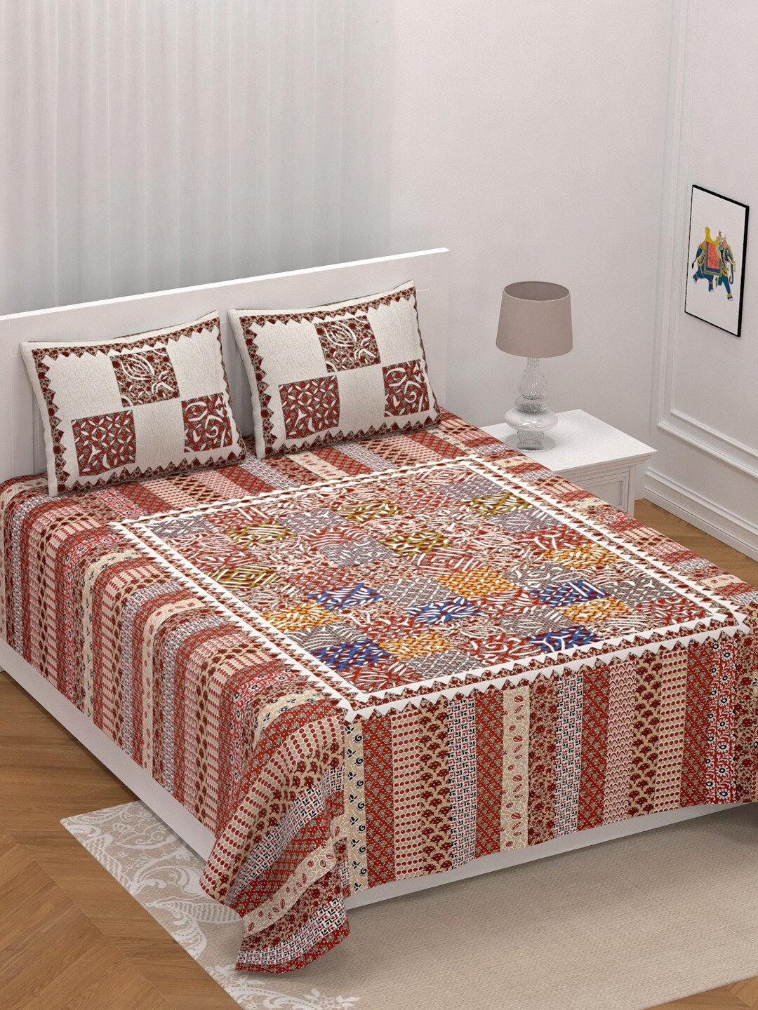 UNIQCHOICE Cream-Coloured Ethnic Motifs Pure Cotton 210 TC King Bedsheet & 2 Pillow Covers
UNIQCHOICE Cream-Coloured Ethnic Motifs Pure Cotton 210 TC King Bedsheet & 2 Pillow Covers